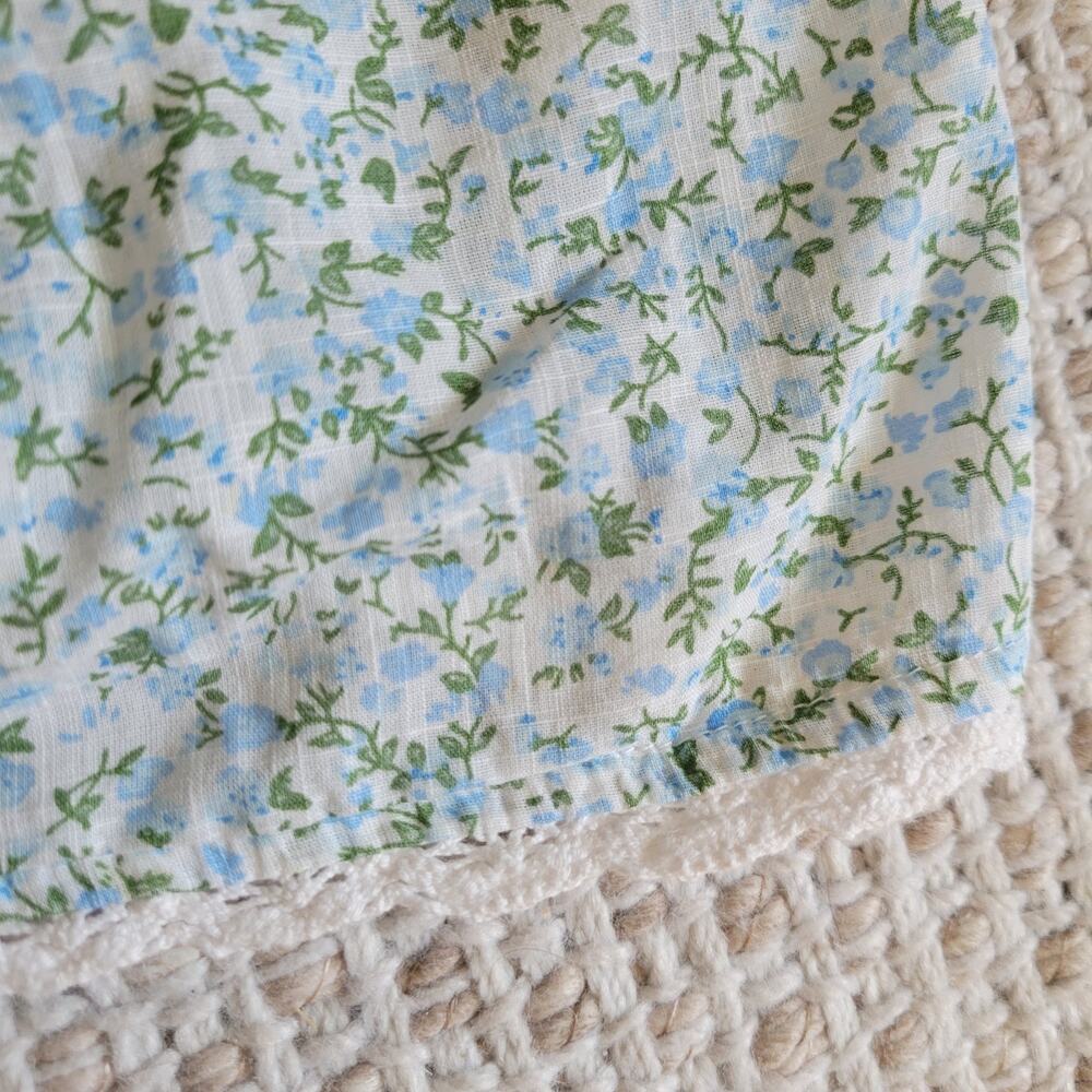 Cotton On Womens 8 Blue Cotton Floral Babydoll Top Lace Cami Tank Cottagecore - Picture 3 of 5